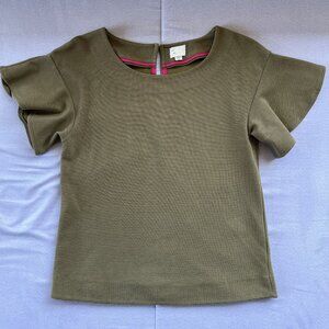 Anthropologie Flutter Sleeve Top (9-H15 STCL Brand, Size Small)